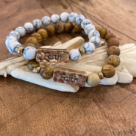 Marbled Brown Faith Bracelet - Picture 2 of 3